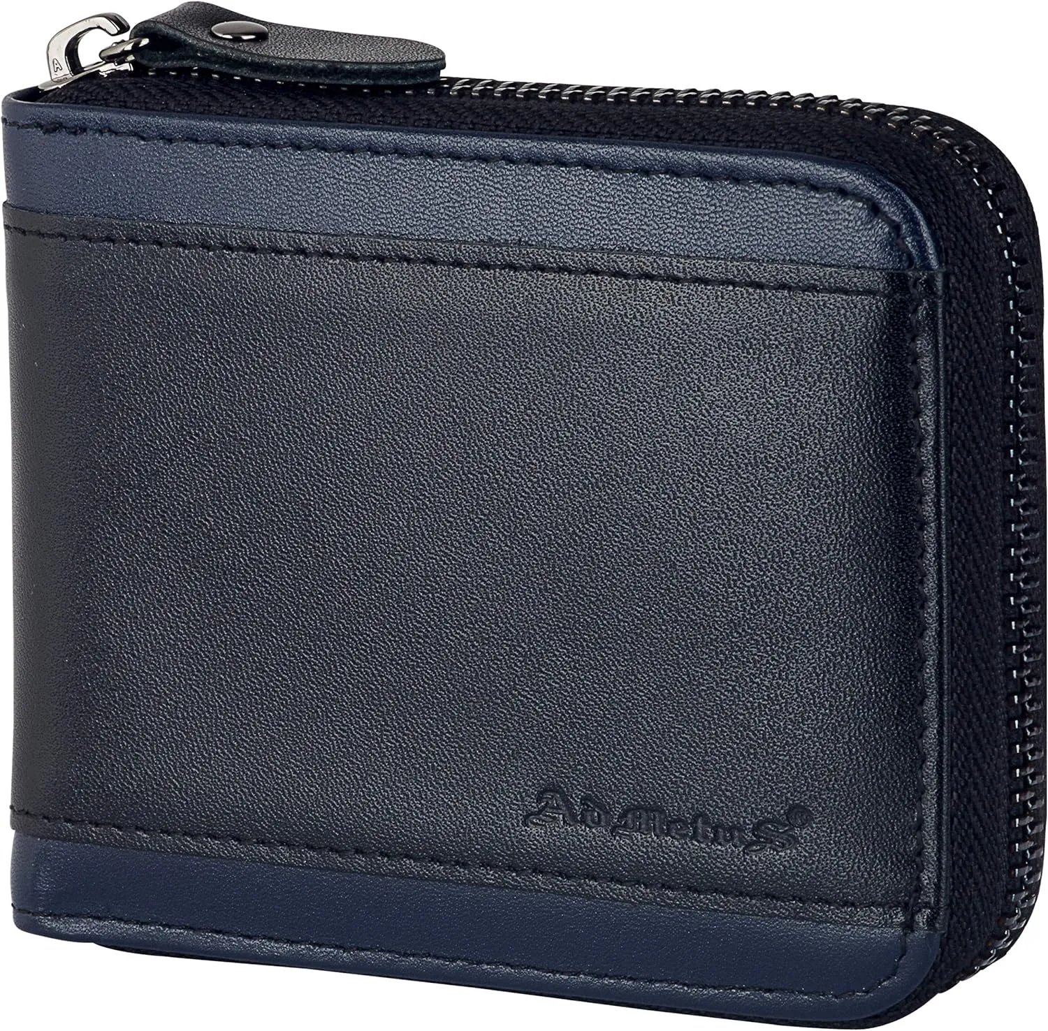 Admetus Mens RFID Blocking Wallets Zipper Leather Wallet for Men Bifold RFID Card Holder