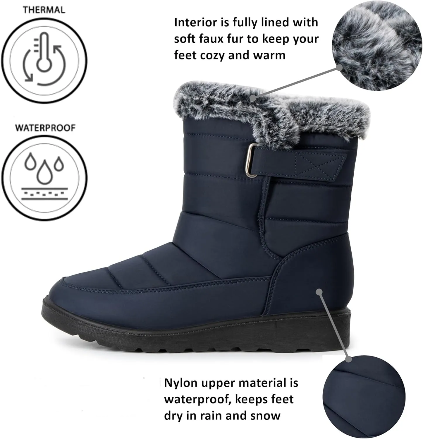Alpine Swiss Lexie Womens Snow Boots Waterproof Faux Fur Warm Winter Comfortable Booties
