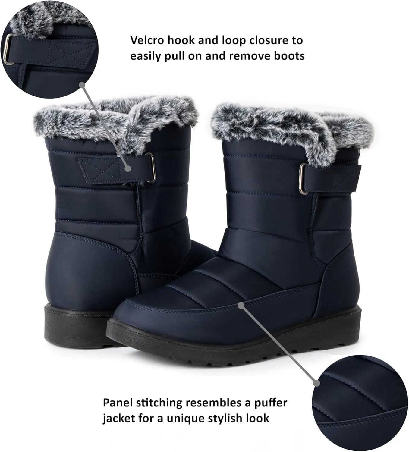 Alpine Swiss Lexie Womens Snow Boots Waterproof Faux Fur Warm Winter Comfortable Booties