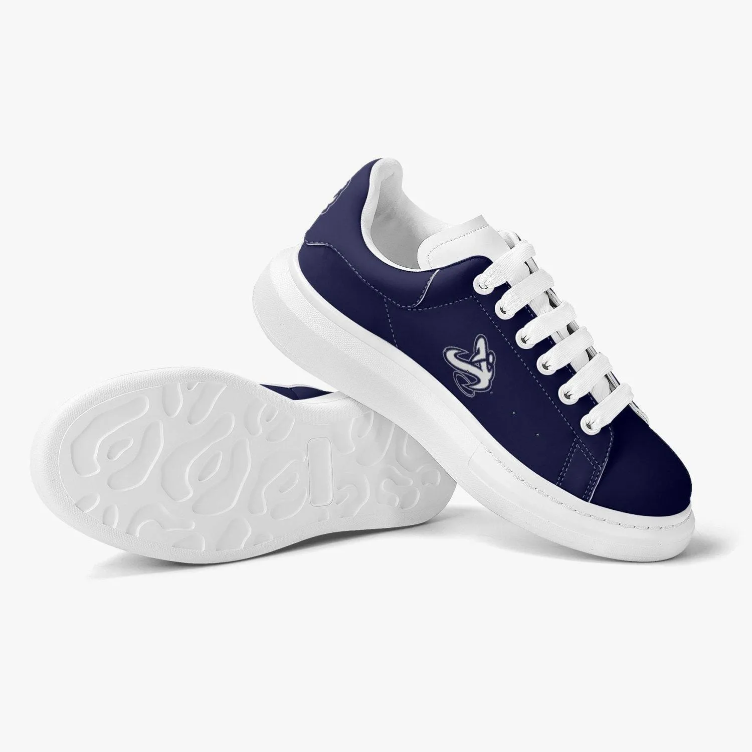 ATHLETIC APPARATUS NAVY BLUE LIFESTYLE LOW-TOP LEATHER SNEAKERS