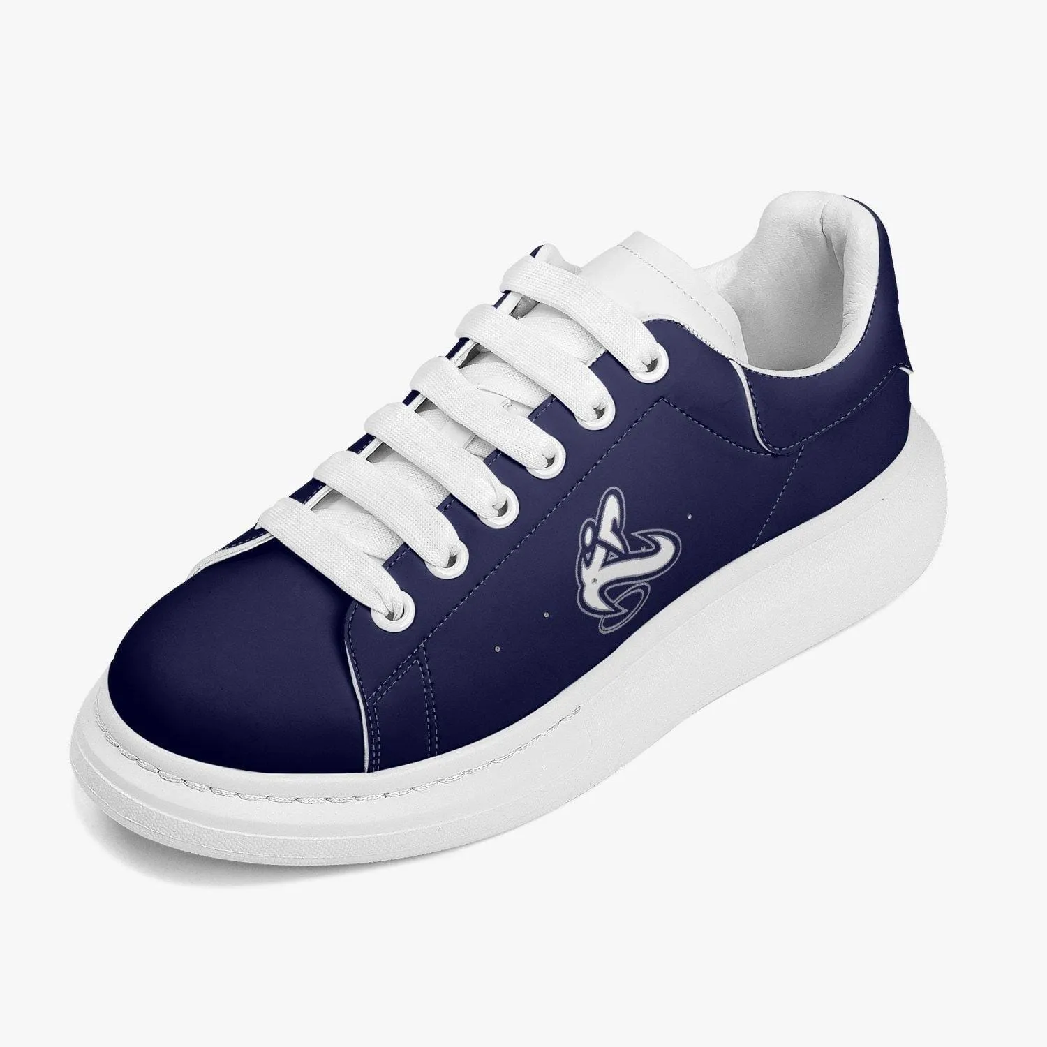 ATHLETIC APPARATUS NAVY BLUE LIFESTYLE LOW-TOP LEATHER SNEAKERS