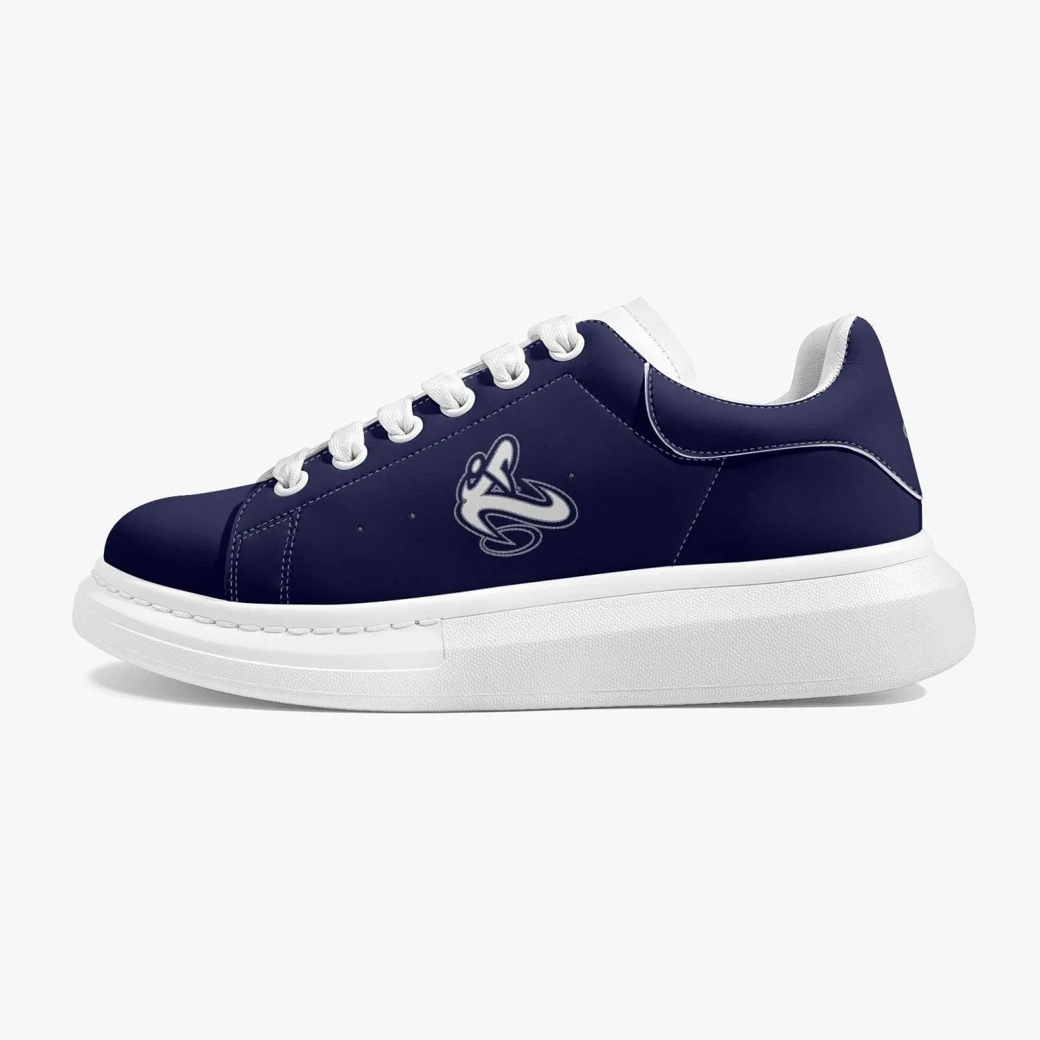 ATHLETIC APPARATUS NAVY BLUE LIFESTYLE LOW-TOP LEATHER SNEAKERS