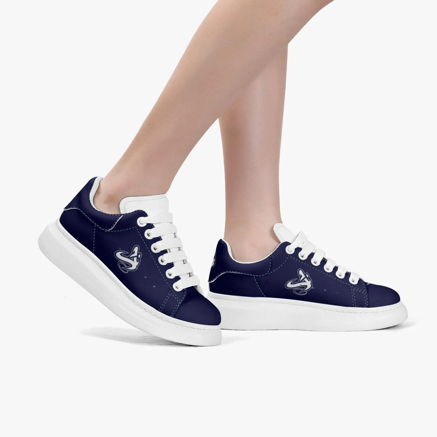 ATHLETIC APPARATUS NAVY BLUE LIFESTYLE LOW-TOP LEATHER SNEAKERS