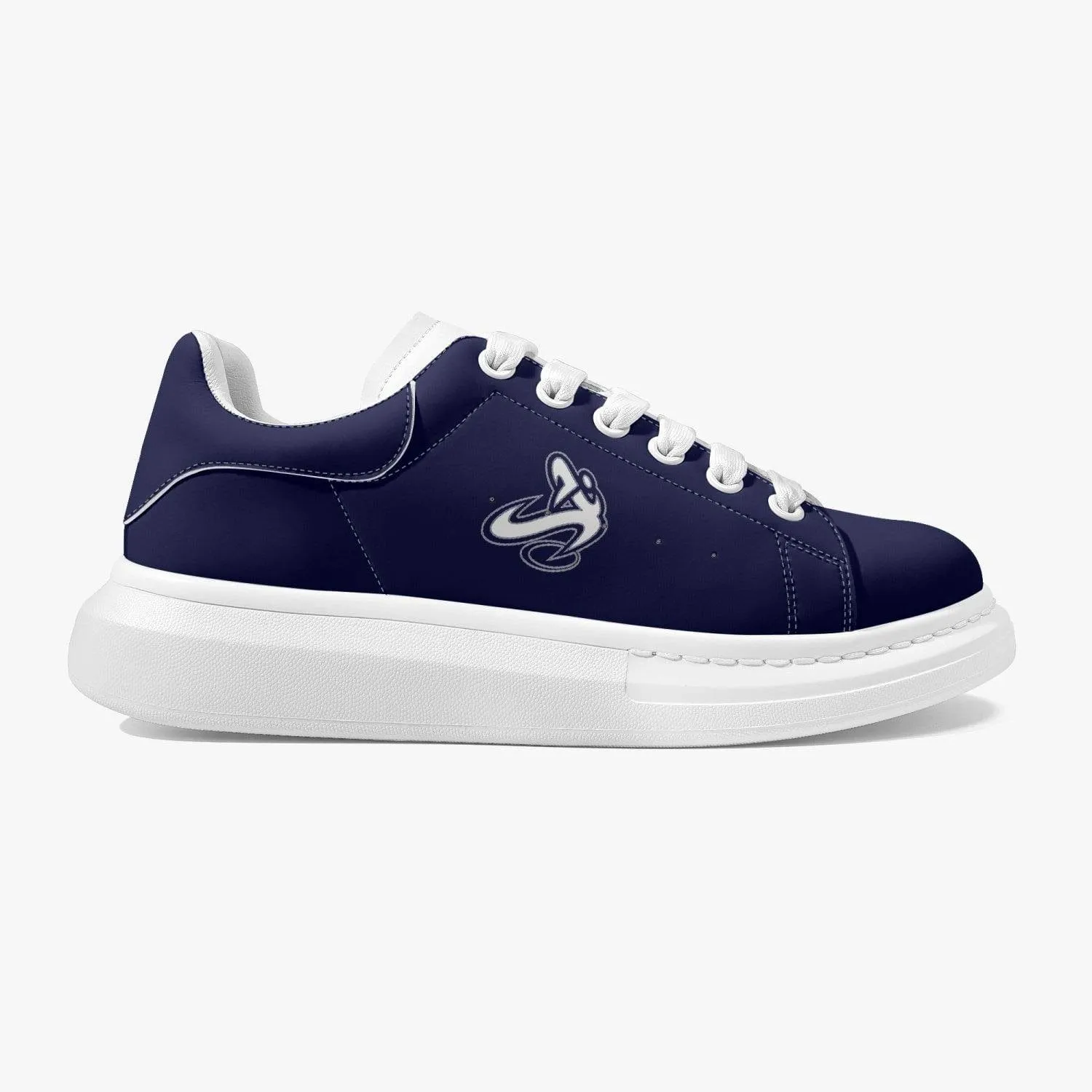 ATHLETIC APPARATUS NAVY BLUE LIFESTYLE LOW-TOP LEATHER SNEAKERS