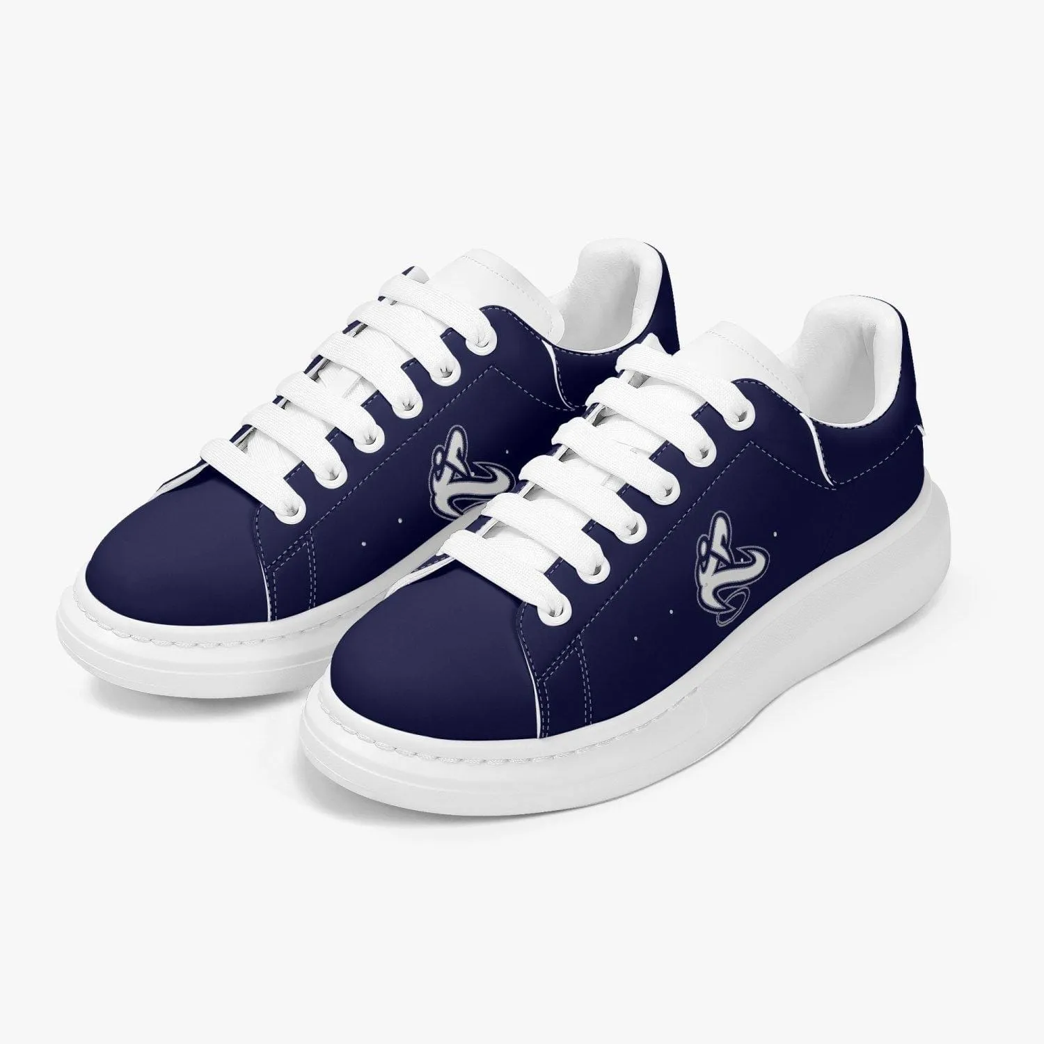 ATHLETIC APPARATUS NAVY BLUE LIFESTYLE LOW-TOP LEATHER SNEAKERS