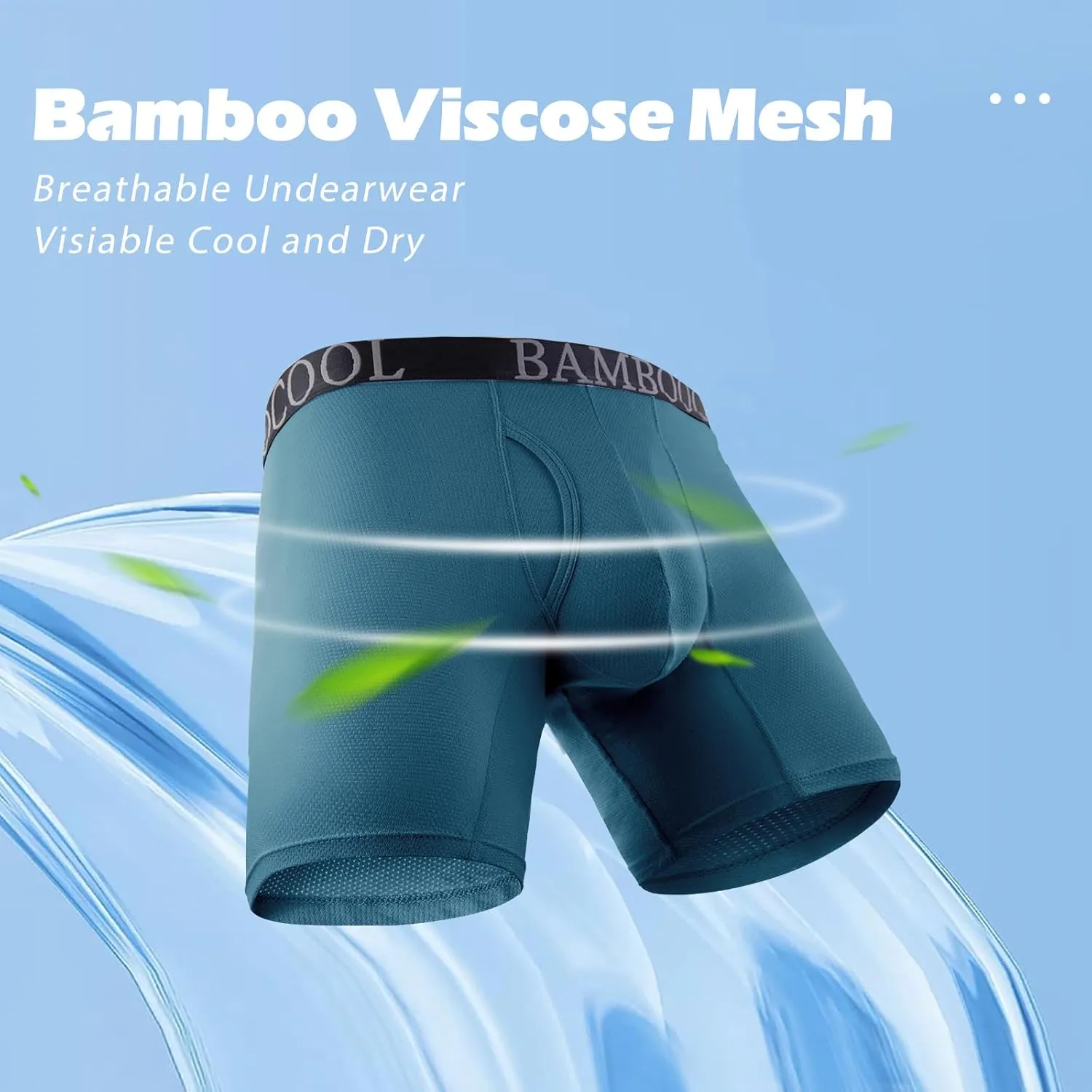 BAMBOO COOL Men's 360?? Breathable Mesh Underwear Moisture-Wicking Boxer Briefs Cooling Performance,Multipack