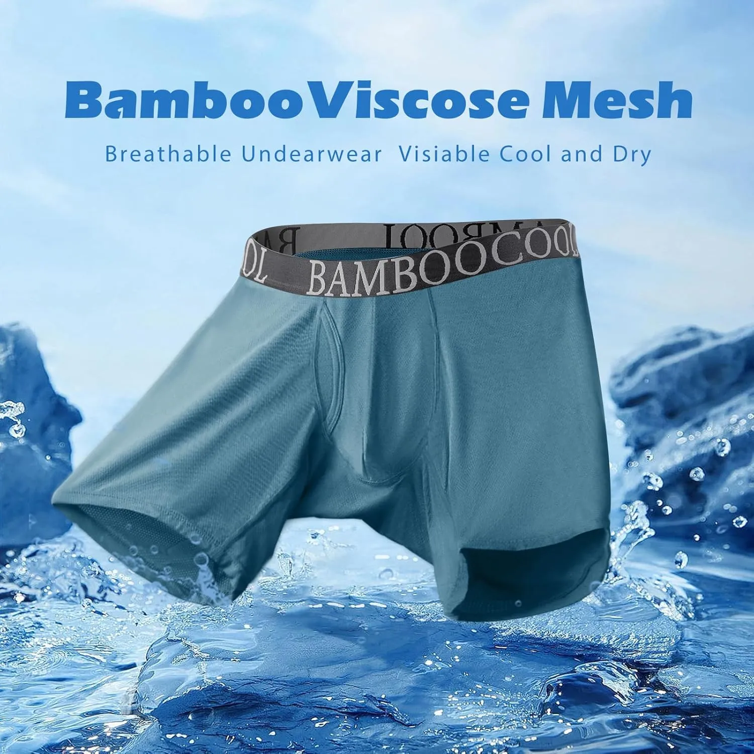 BAMBOO COOL Men's 360?? Breathable Mesh Underwear Moisture-Wicking Boxer Briefs Cooling Performance,Multipack