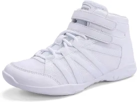 BAXINIER Girls White High Top Cheerleading Shoes Lightweight Youth Cheer Competition Sneakers Training Dance Tennis Shoes