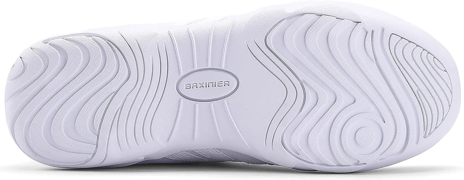 BAXINIER Girls White High Top Cheerleading Shoes Lightweight Youth Cheer Competition Sneakers Training Dance Tennis Shoes