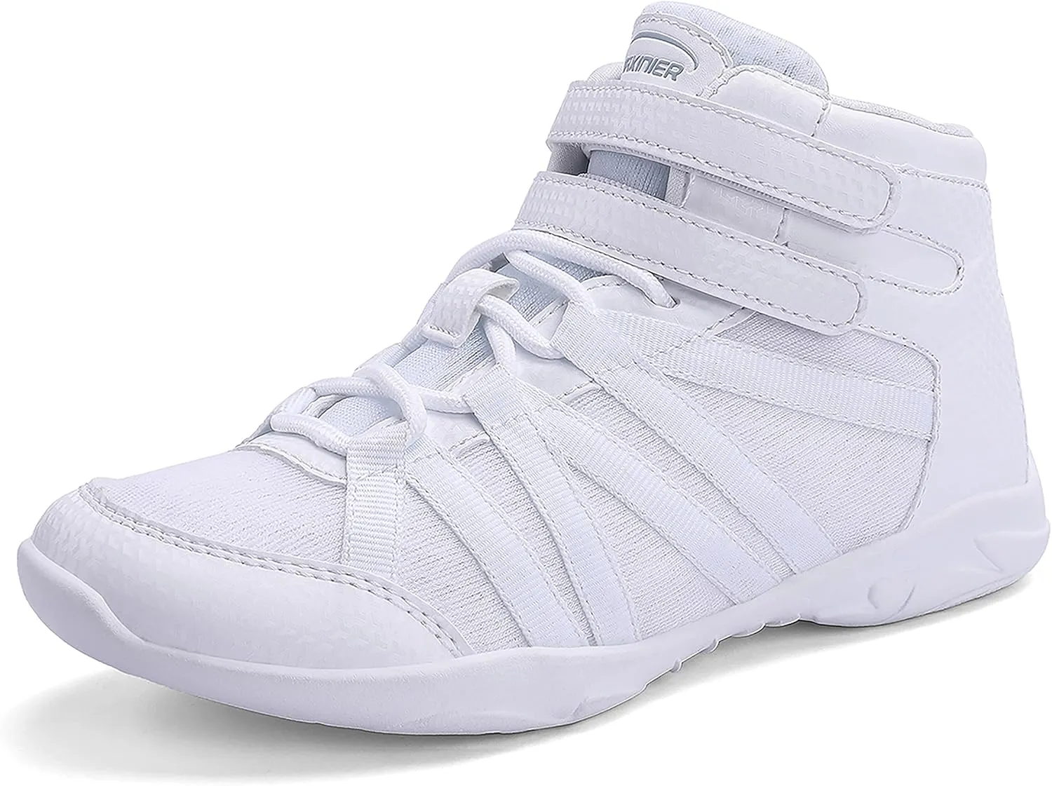 BAXINIER Girls White High Top Cheerleading Shoes Lightweight Youth Cheer Competition Sneakers Training Dance Tennis Shoes