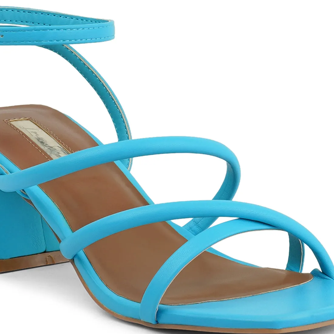 Blue Mid Block Heel Casual Sandals
