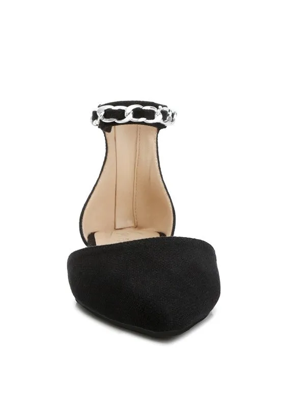 Buqisi Chain Embellished Flat Sandals