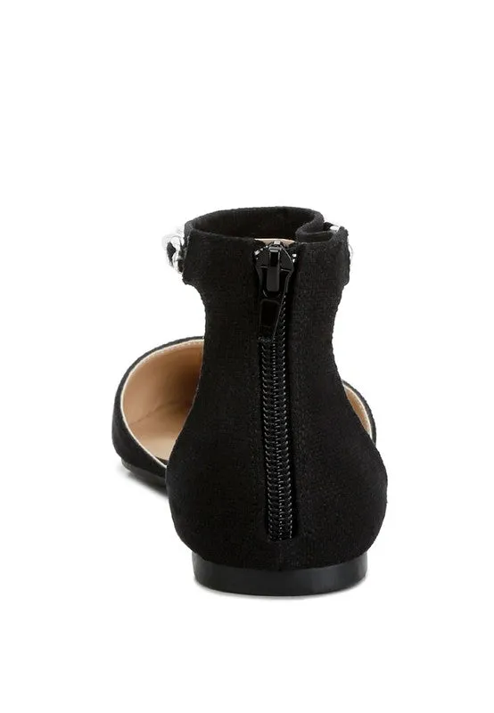 Buqisi Chain Embellished Flat Sandals