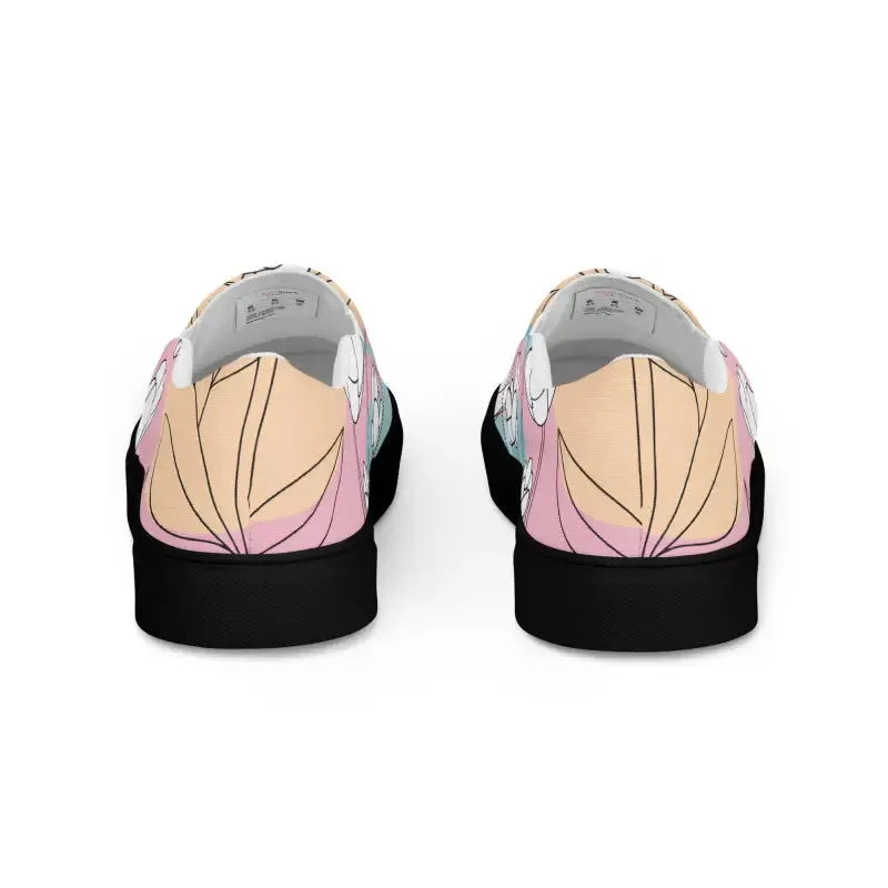Chic Pink Florals Slip on Canvas Shoes