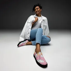 Chic Pink Florals Slip on Canvas Shoes
