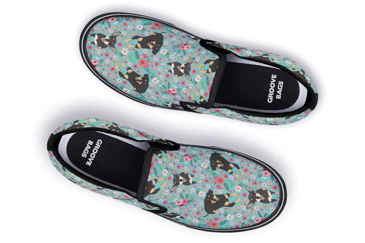 Chiweenie Flower Slip-On Shoes