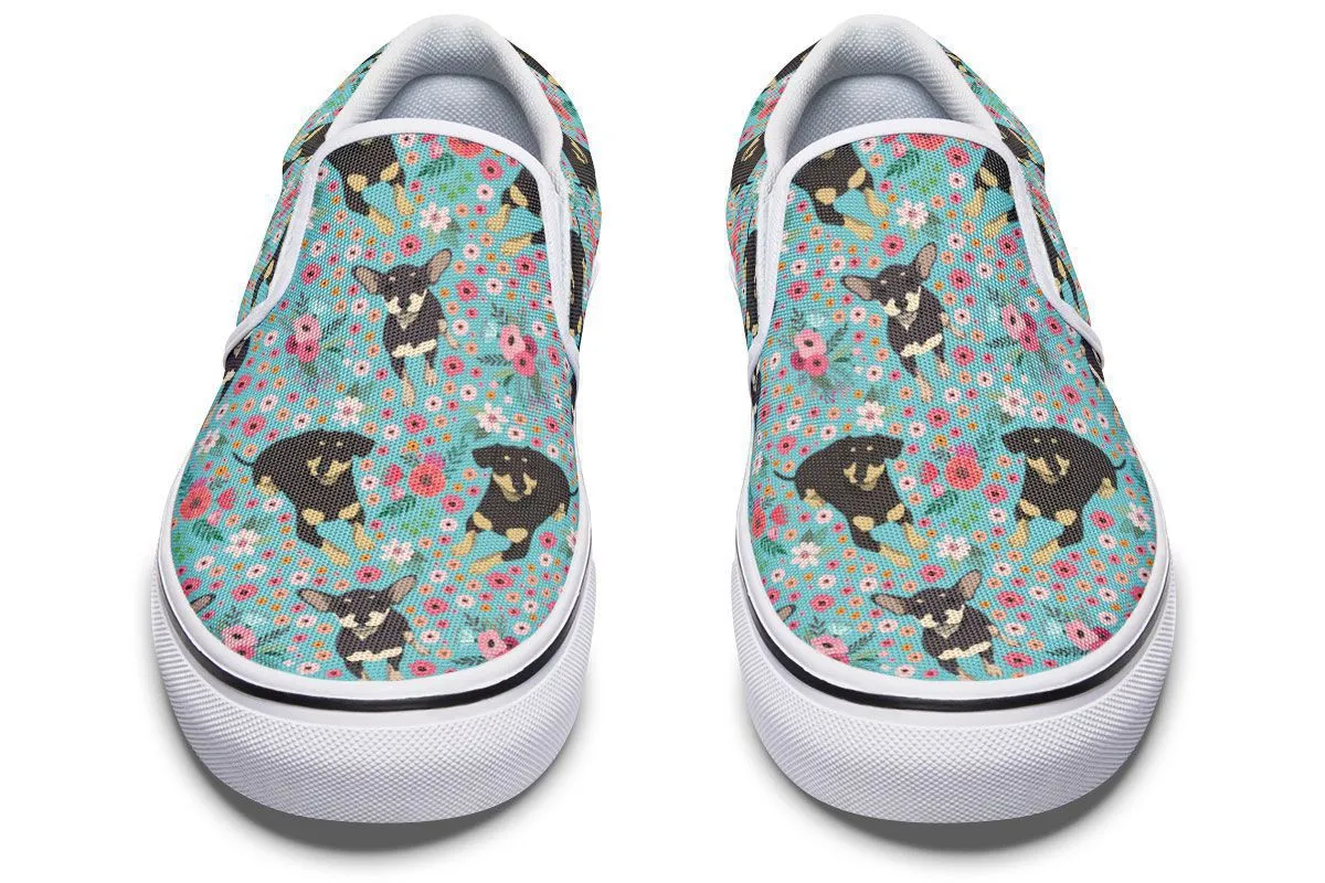 Chiweenie Flower Slip-On Shoes