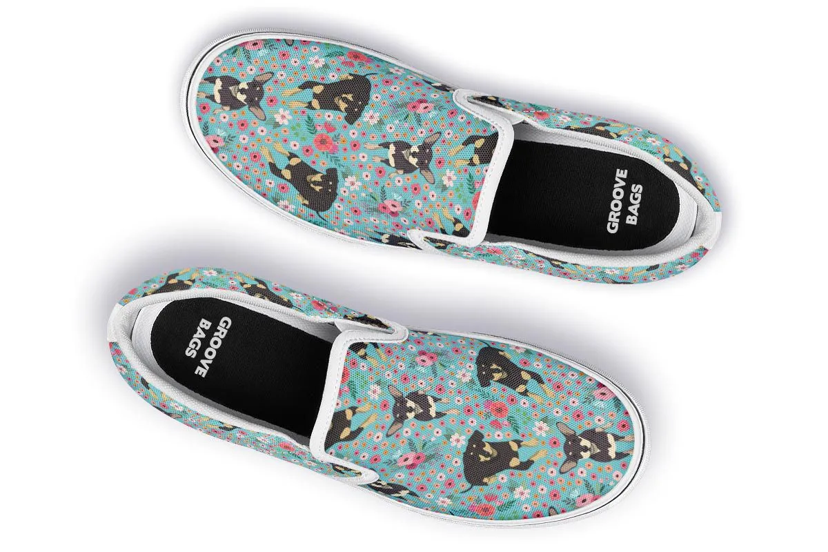 Chiweenie Flower Slip-On Shoes