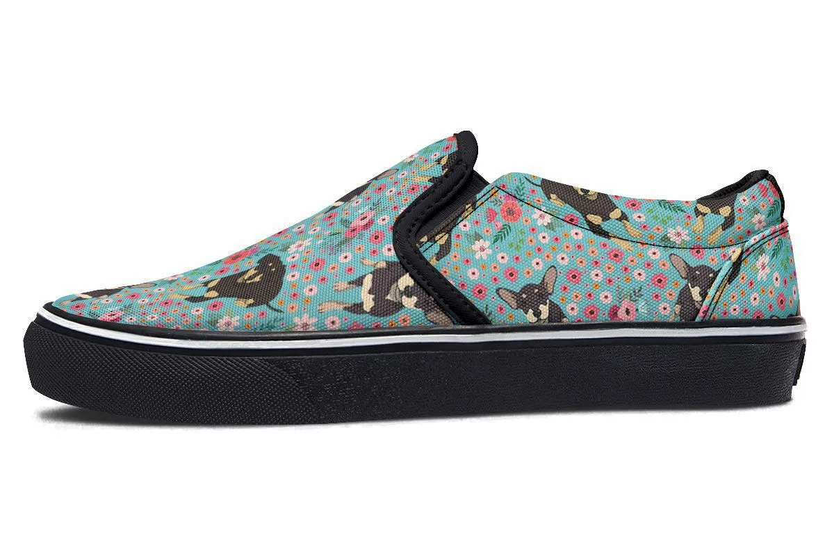 Chiweenie Flower Slip-On Shoes