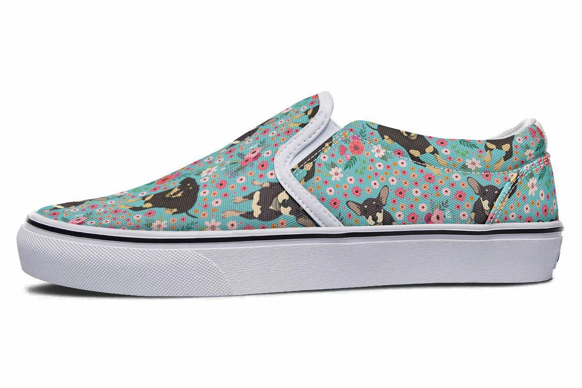 Chiweenie Flower Slip-On Shoes
