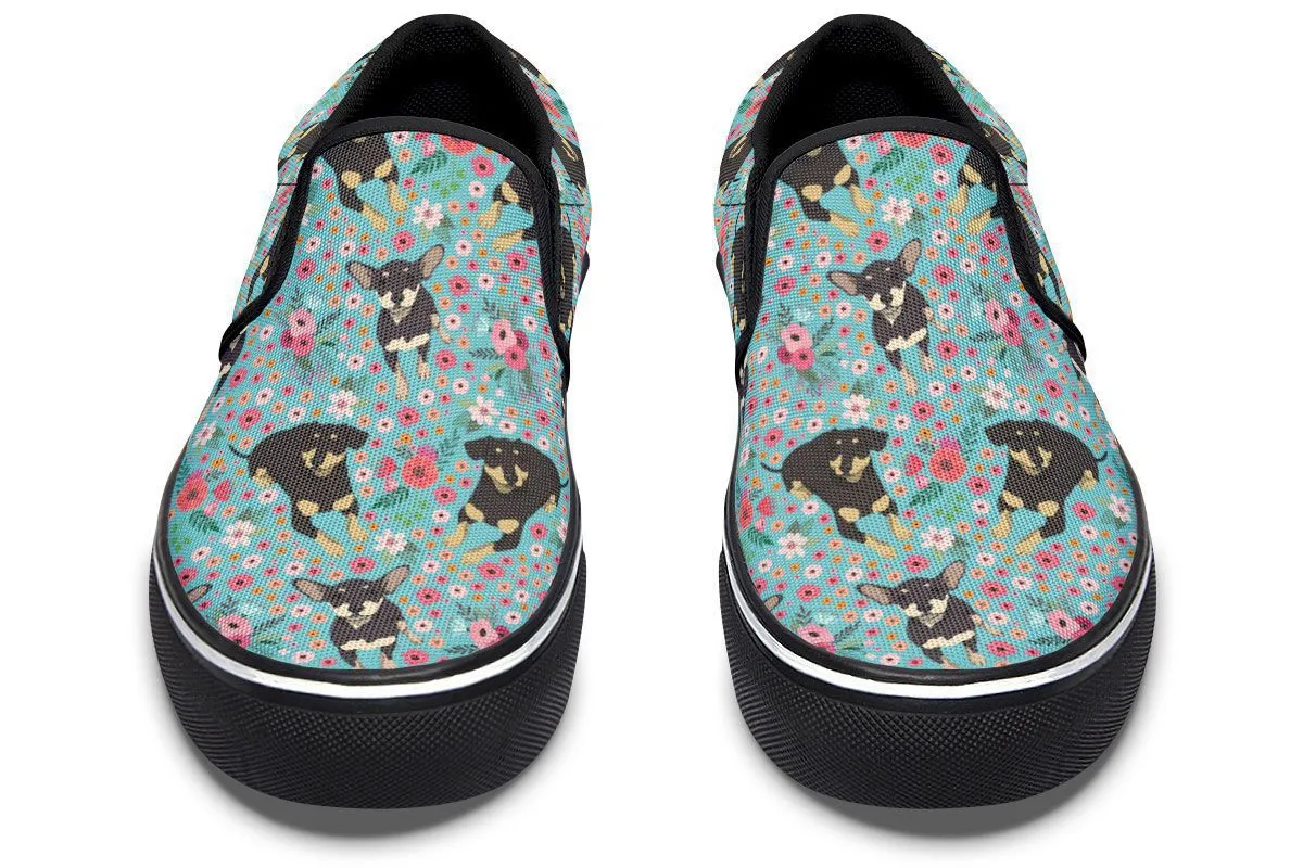 Chiweenie Flower Slip-On Shoes
