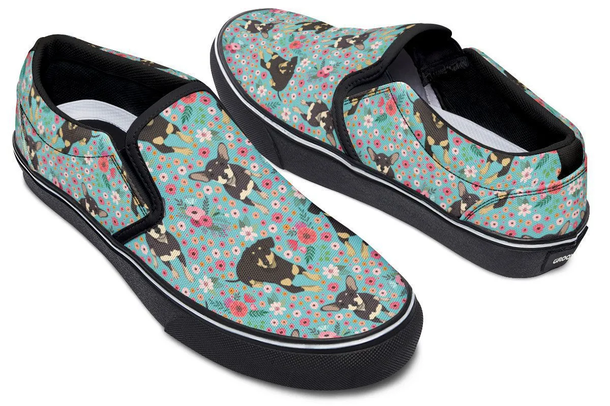 Chiweenie Flower Slip-On Shoes