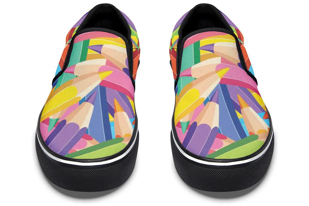 Colorful Pencils Slip-On Shoes