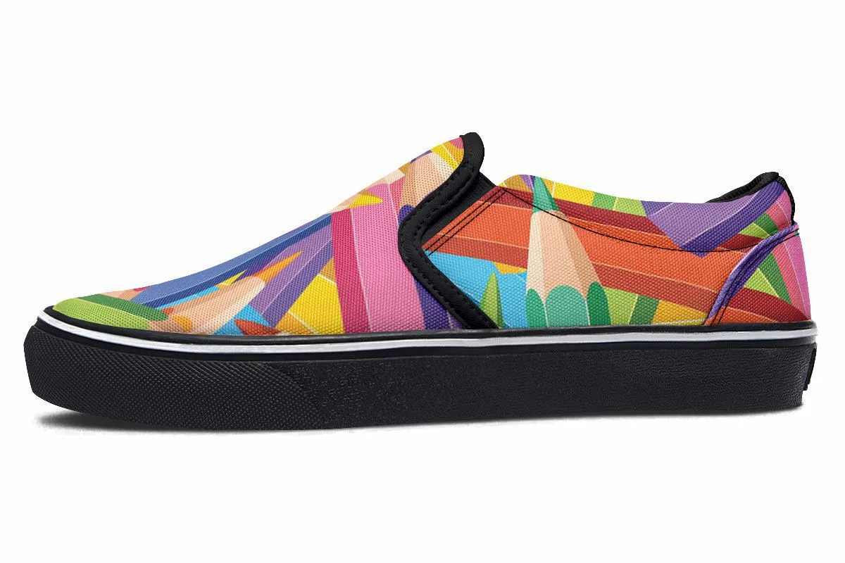 Colorful Pencils Slip-On Shoes