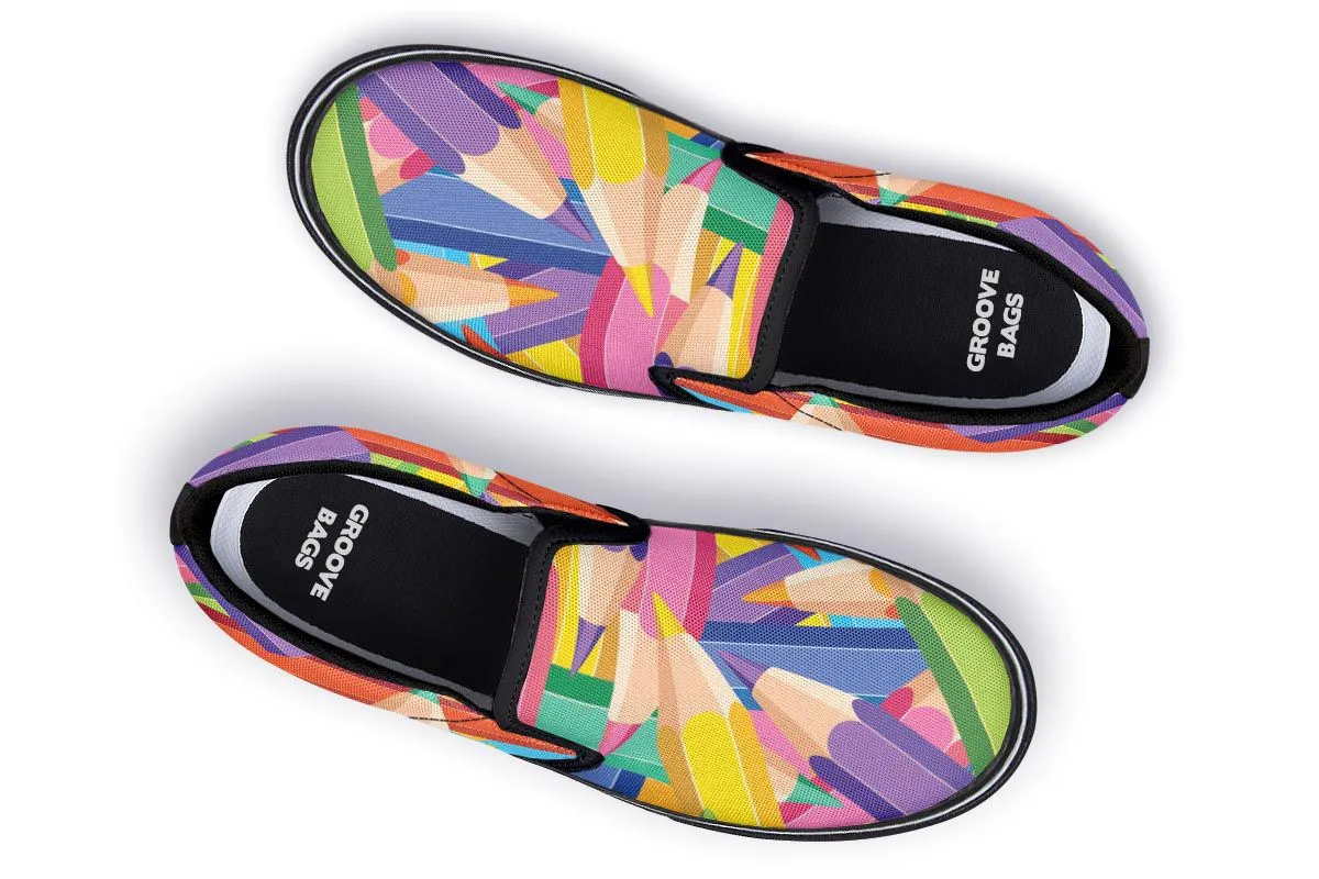 Colorful Pencils Slip-On Shoes