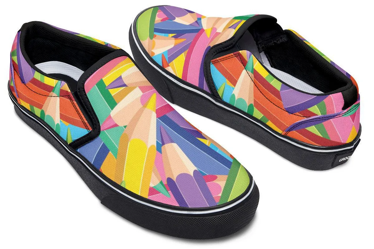 Colorful Pencils Slip-On Shoes