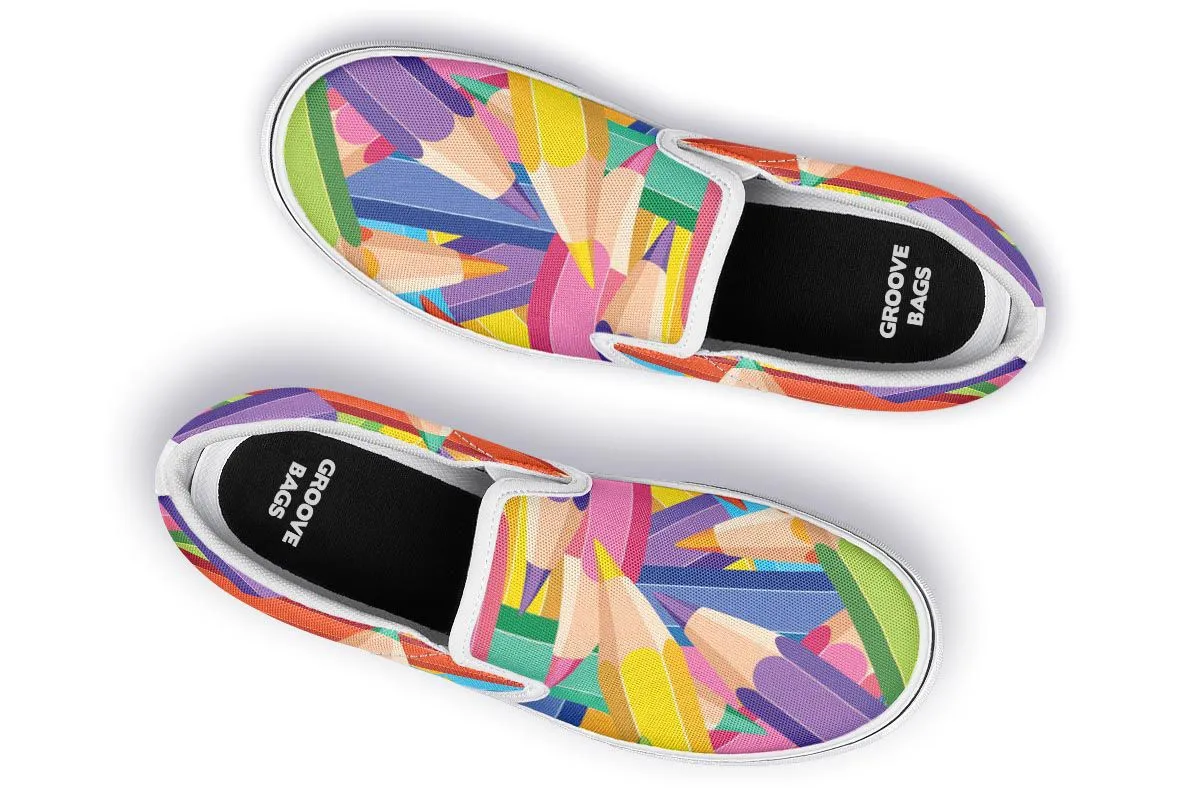 Colorful Pencils Slip-On Shoes