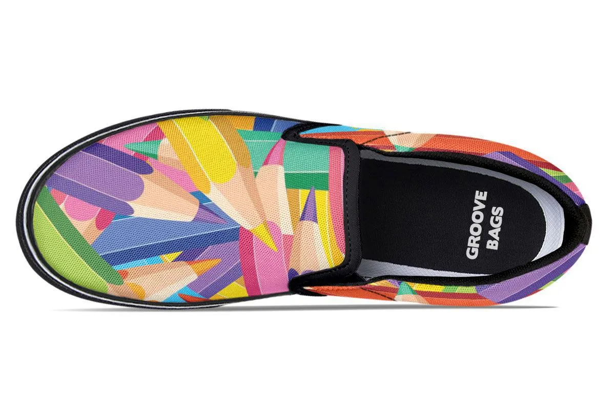 Colorful Pencils Slip-On Shoes