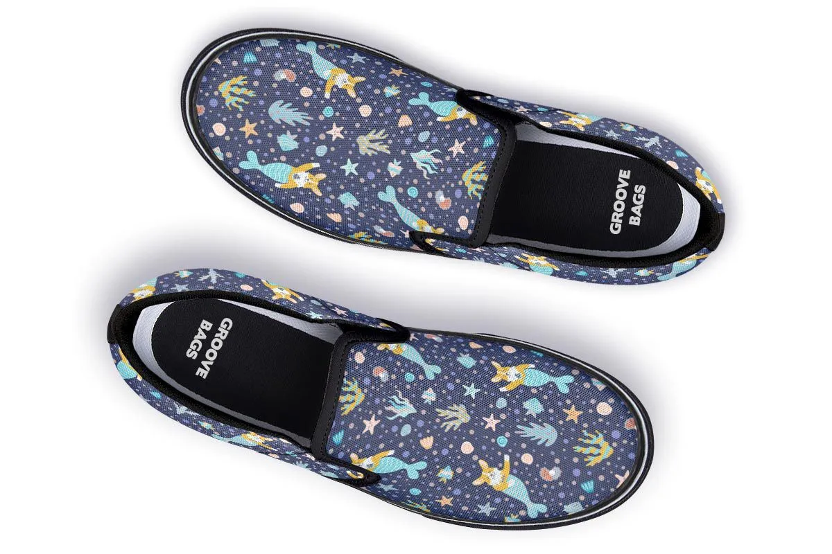 Corgi Mermaid Slip-On Shoes