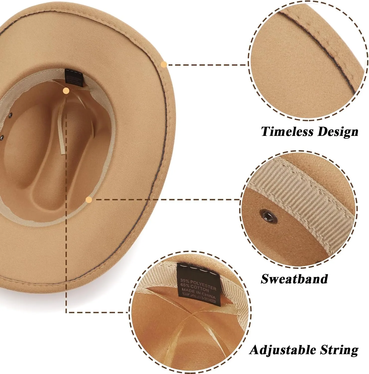 DRESHOW Cowboy Hat for Women and Men Western Felt Cowboy Cowgirl Hat Wide Brim Belt Buckle Retro Fedora Hats Unisex Caps