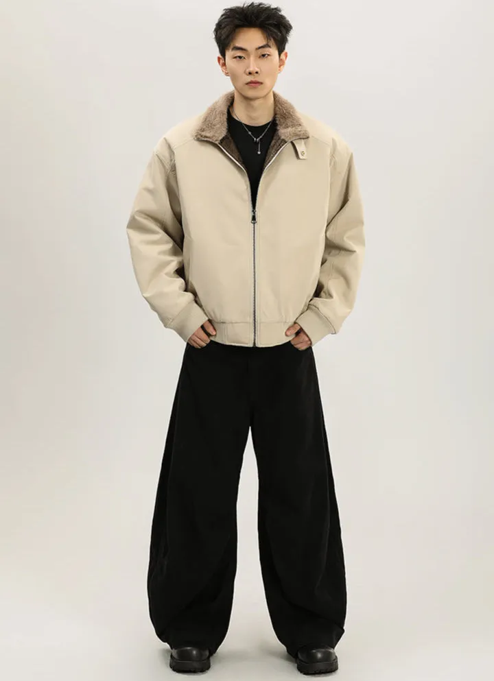 Faux Fur Lined Bomber Jacket with Snakeskin Detail