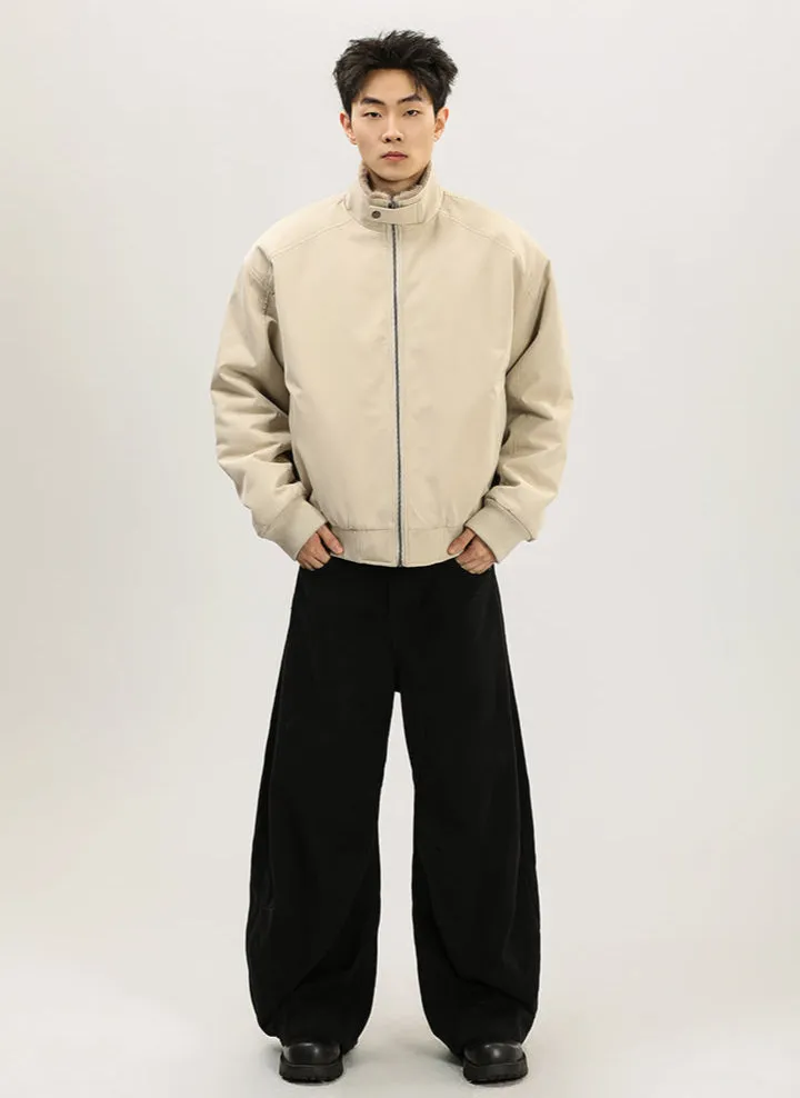 Faux Fur Lined Bomber Jacket with Snakeskin Detail