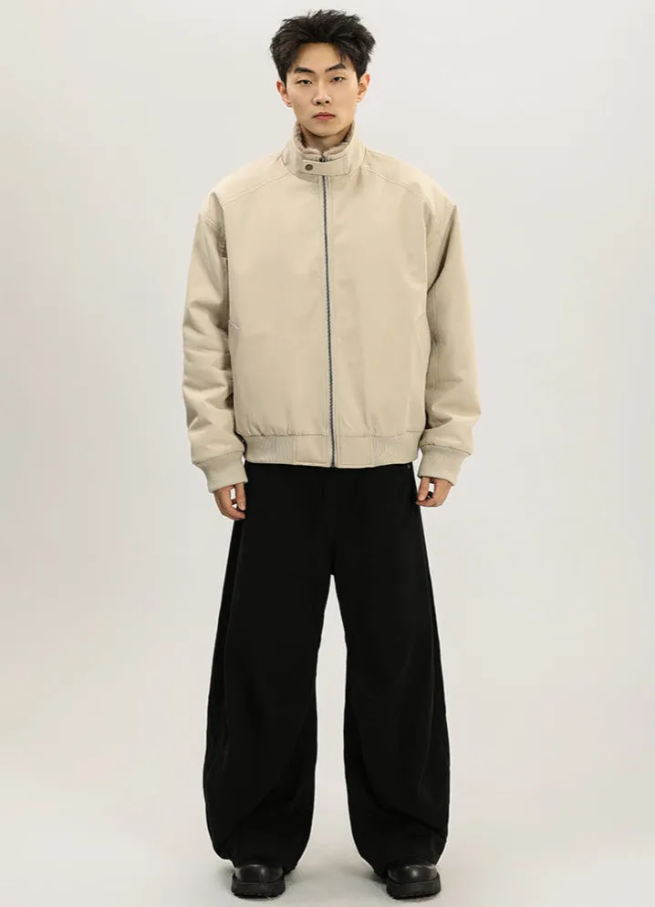 Faux Fur Lined Bomber Jacket with Snakeskin Detail