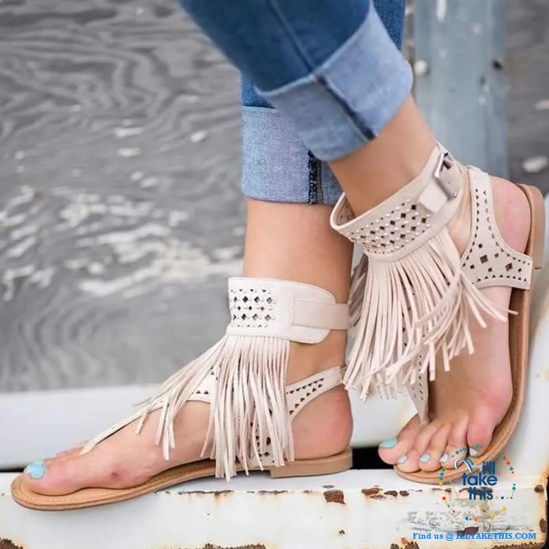 Gorgeous Tassel Bohemian Sandals with Ankle Strap - 3 Colors