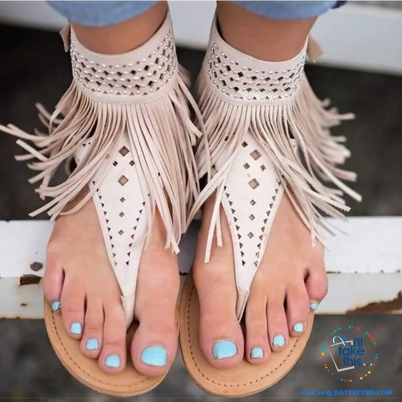 Gorgeous Tassel Bohemian Sandals with Ankle Strap - 3 Colors