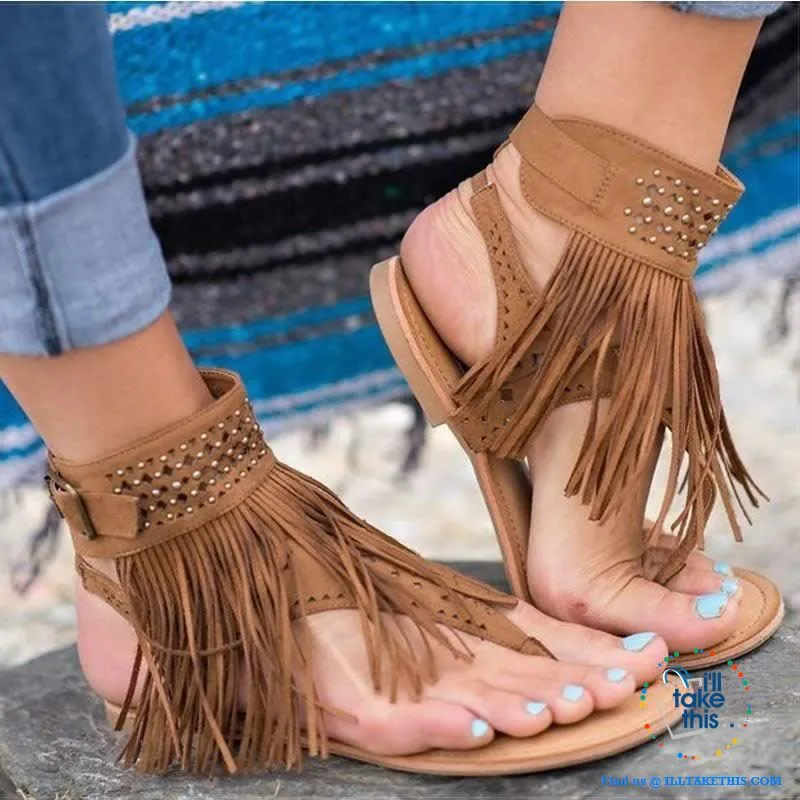 Gorgeous Tassel Bohemian Sandals with Ankle Strap - 3 Colors