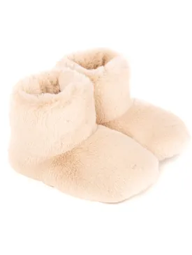Helen Moore Vegan Fur Slipper Boots In Biscuit Cloud
