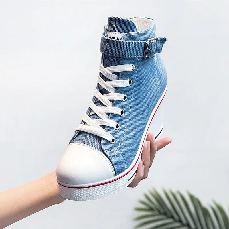 High Heel Top Canvas Sneakers