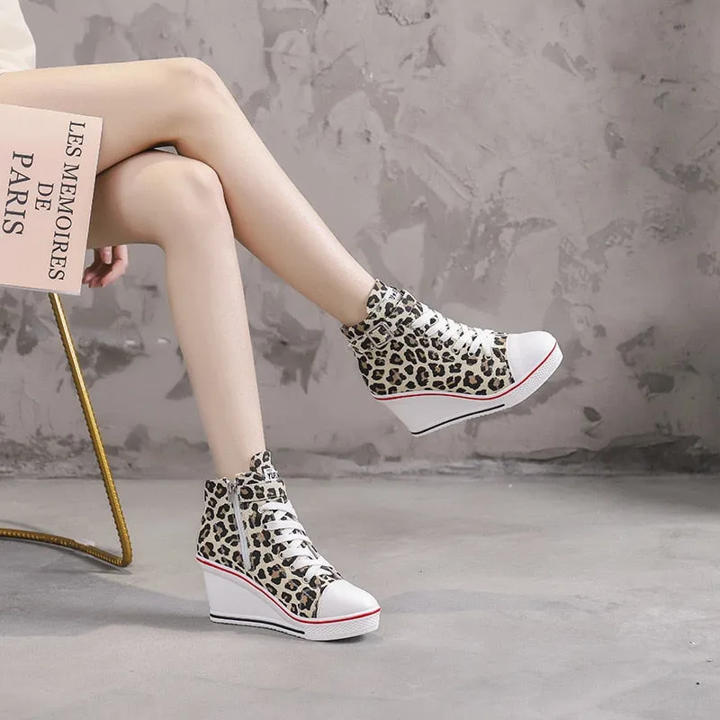 High Heel Top Canvas Sneakers