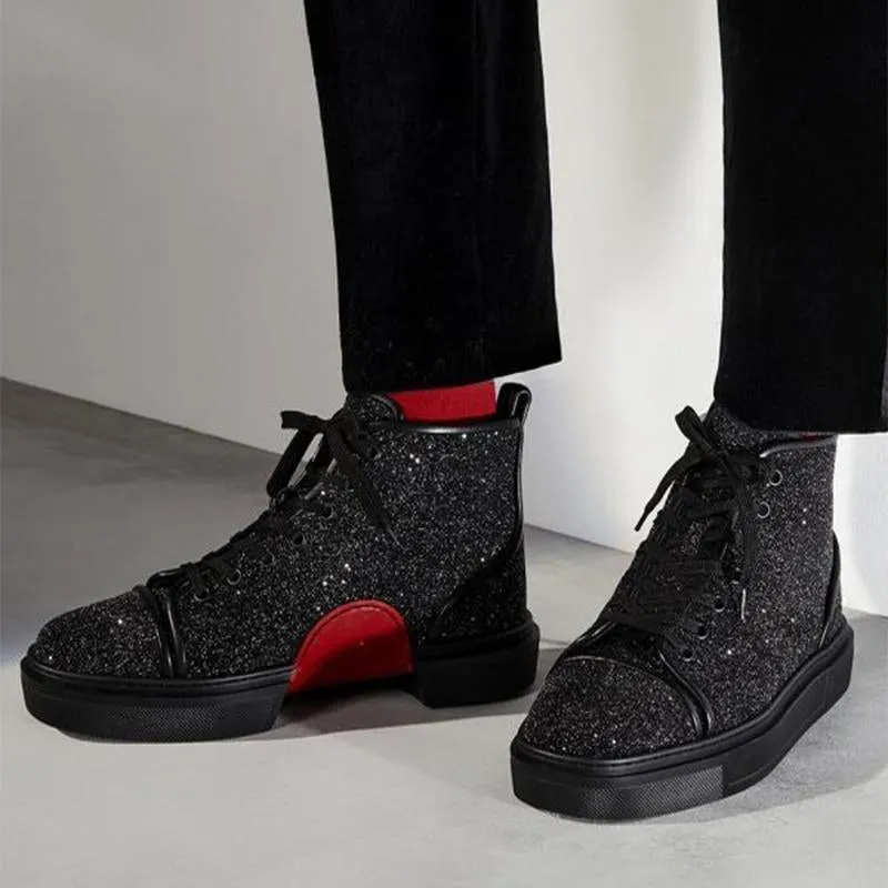 High Top Glitter Lace Up Sneakers