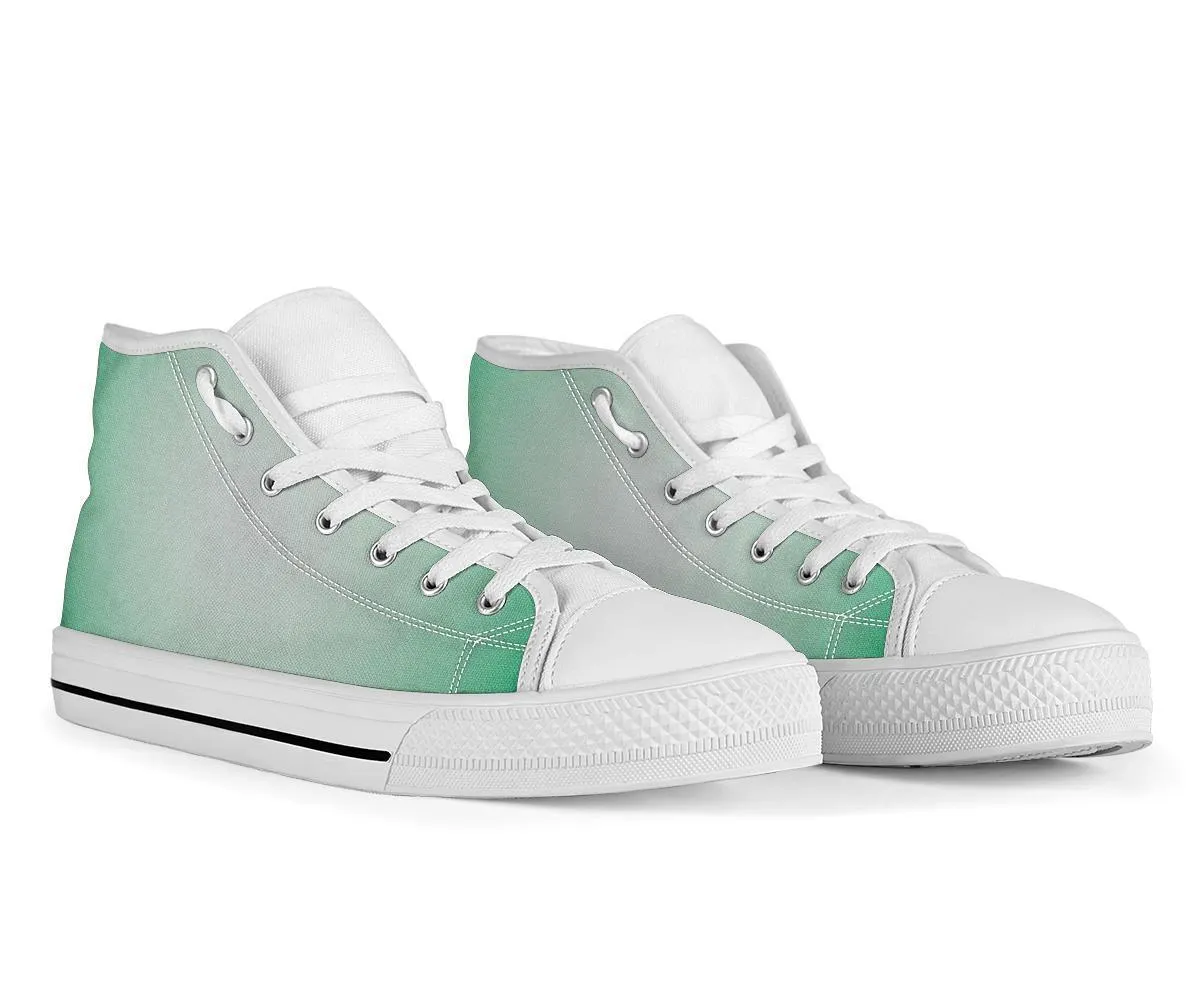 High Top Sneakers - Green Ombre | Custom High Top Shoes, Patterned High Top Sneakers, High Top Sneakers for Women, Unisex Shoes