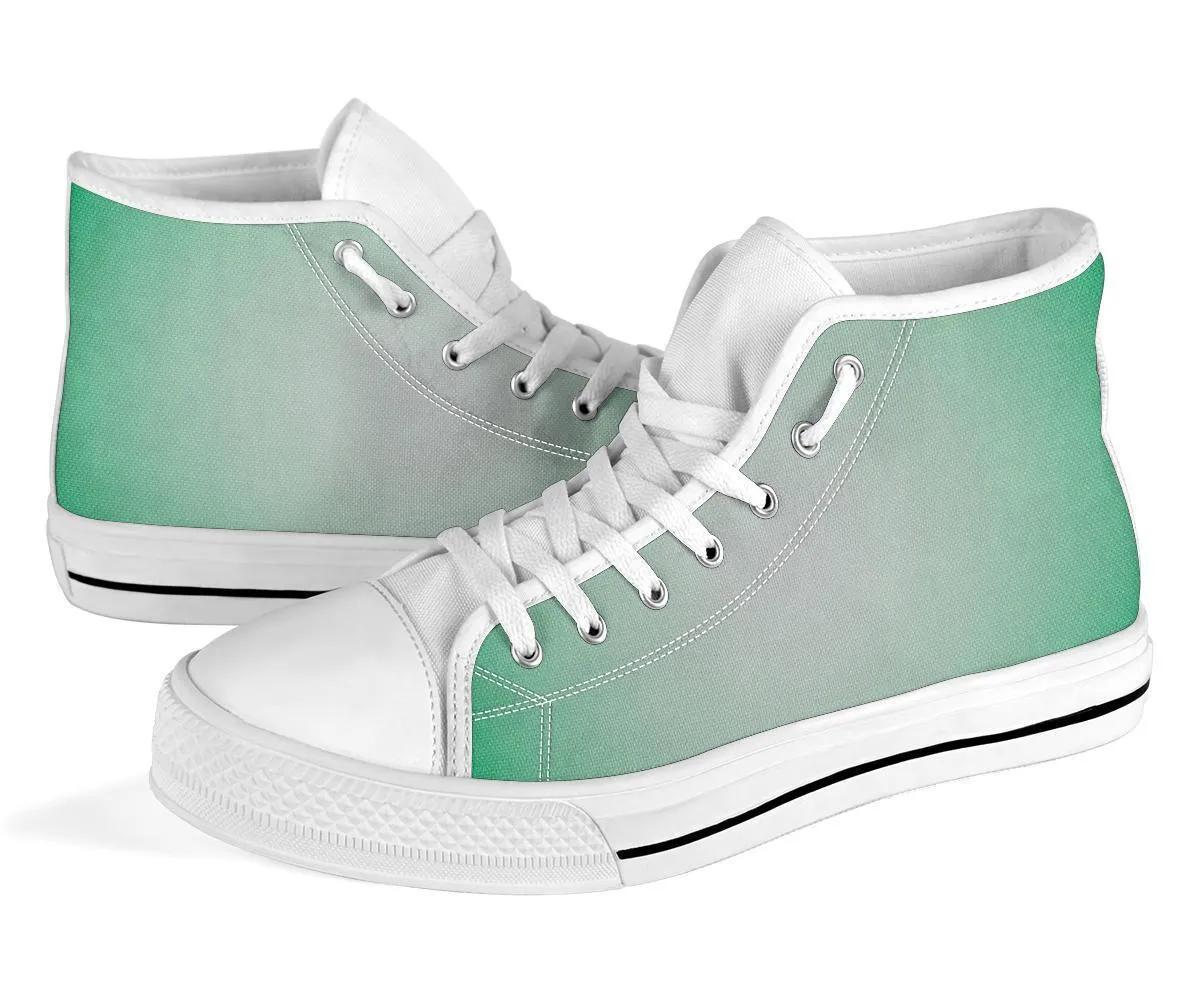 High Top Sneakers - Green Ombre | Custom High Top Shoes, Patterned High Top Sneakers, High Top Sneakers for Women, Unisex Shoes