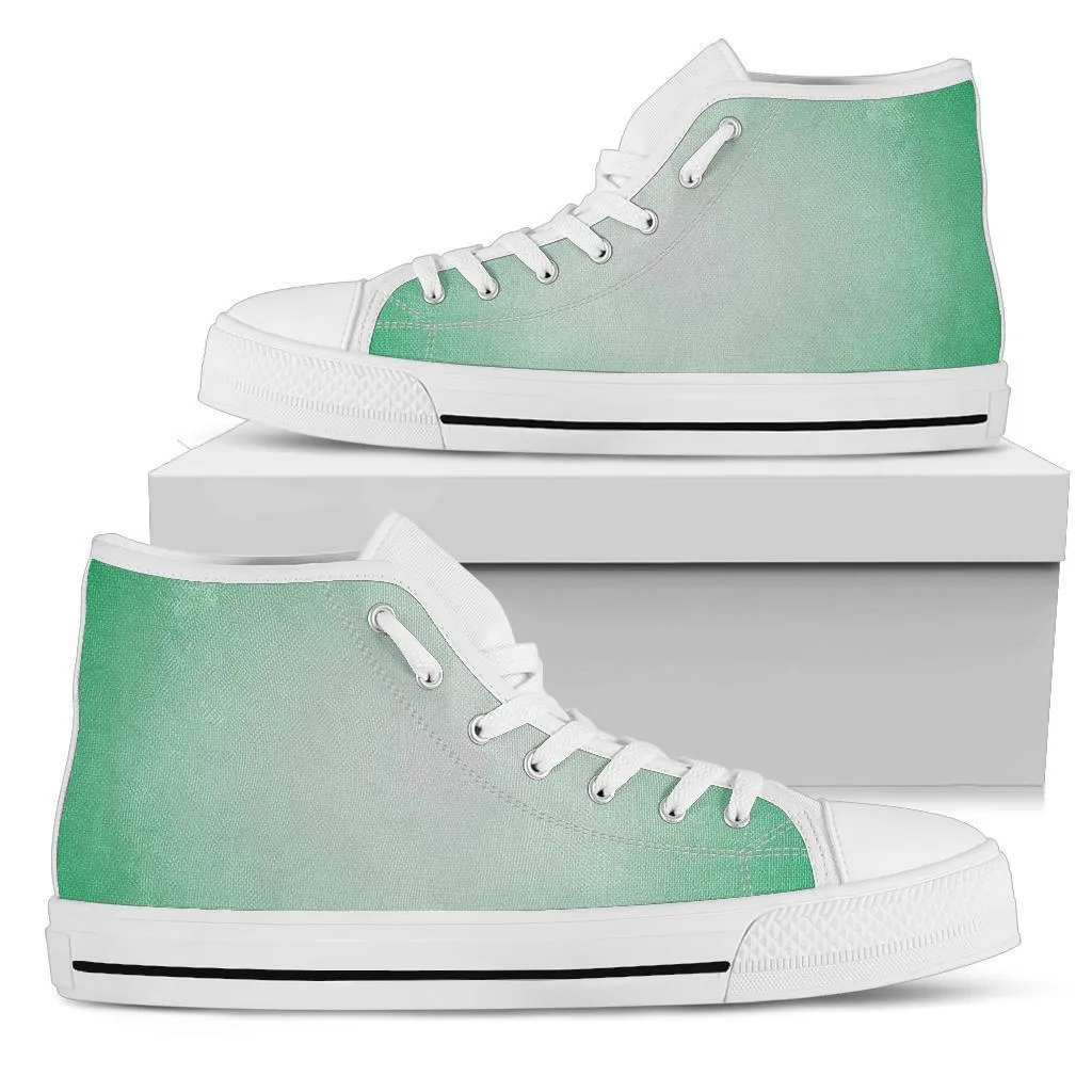 High Top Sneakers - Green Ombre | Custom High Top Shoes, Patterned High Top Sneakers, High Top Sneakers for Women, Unisex Shoes