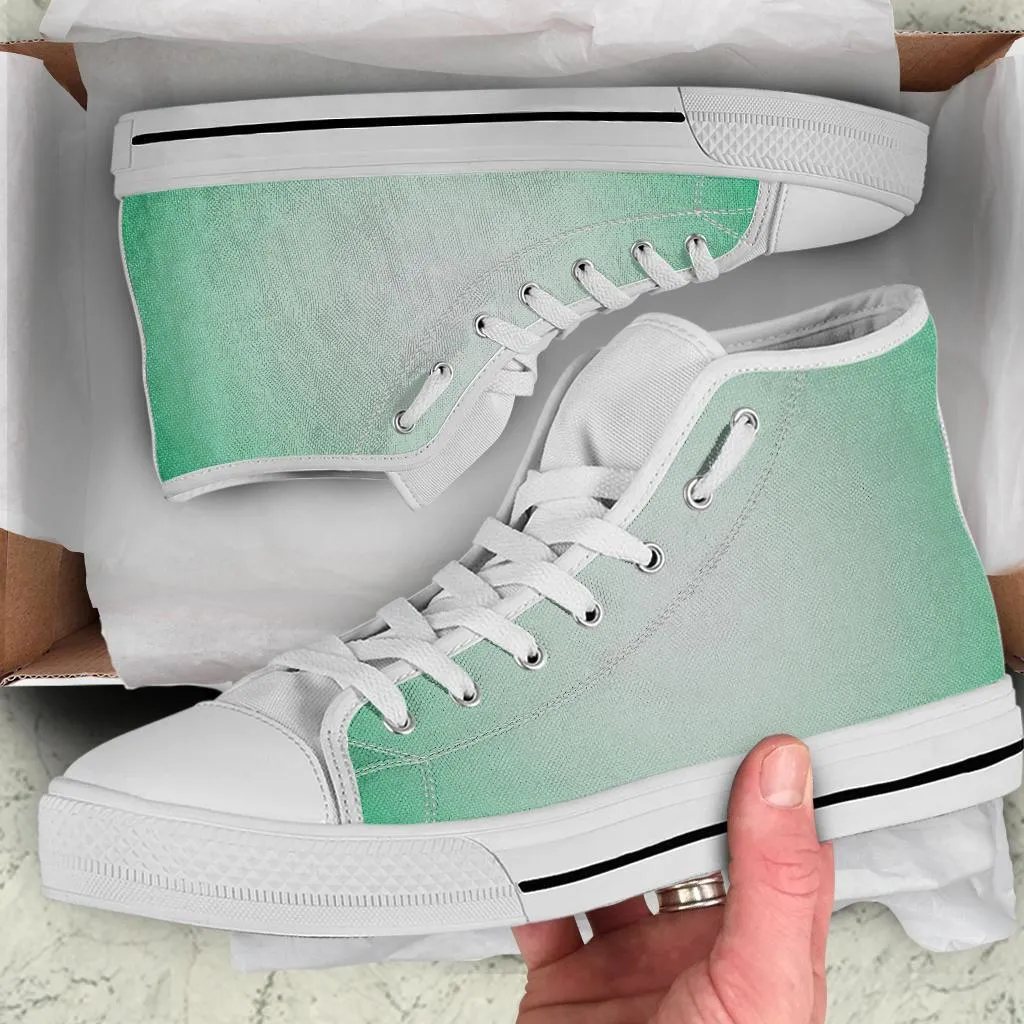 High Top Sneakers - Green Ombre | Custom High Top Shoes, Patterned High Top Sneakers, High Top Sneakers for Women, Unisex Shoes