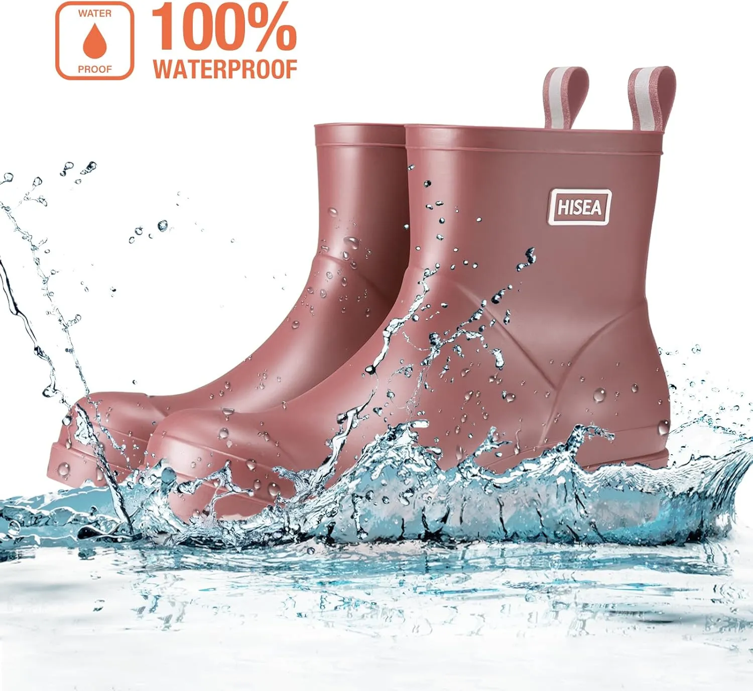 HISEA Women's Ankle Rubber Rain Boots Waterproof Short Chelsea Boots for Garden with Comfortable Insoles CHOOSE ONE SIZE UP