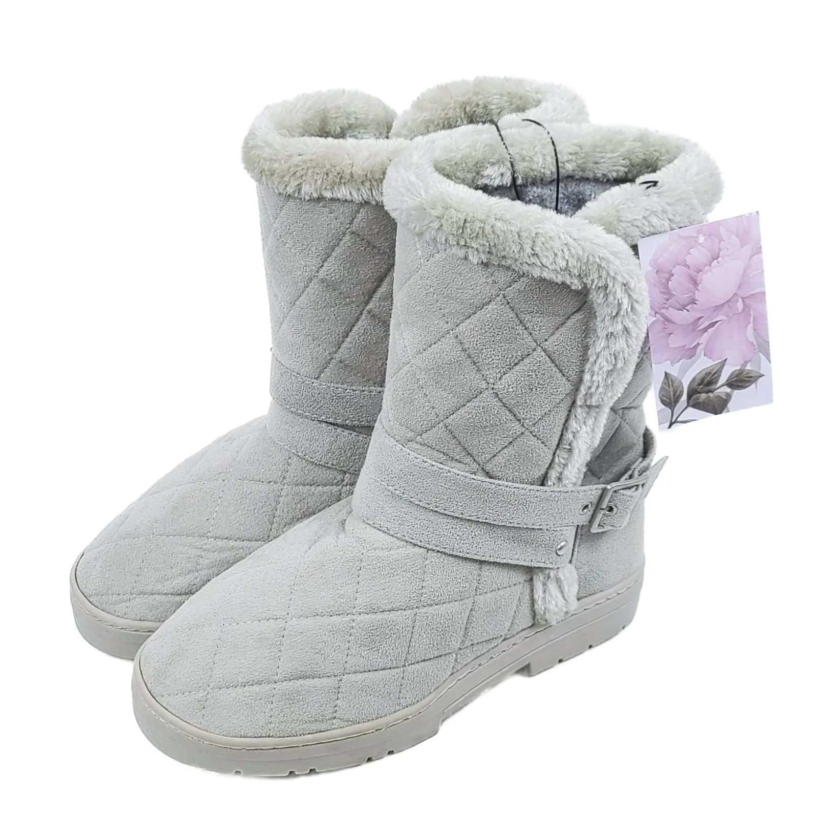 Kensie Women's Cozy Lightweight Slip On Faux Fur Lined Microsuede Booties